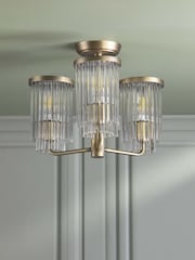 Laura Ashley Brass Hilcote 3 Light Semi Flush - Image 2 of 6