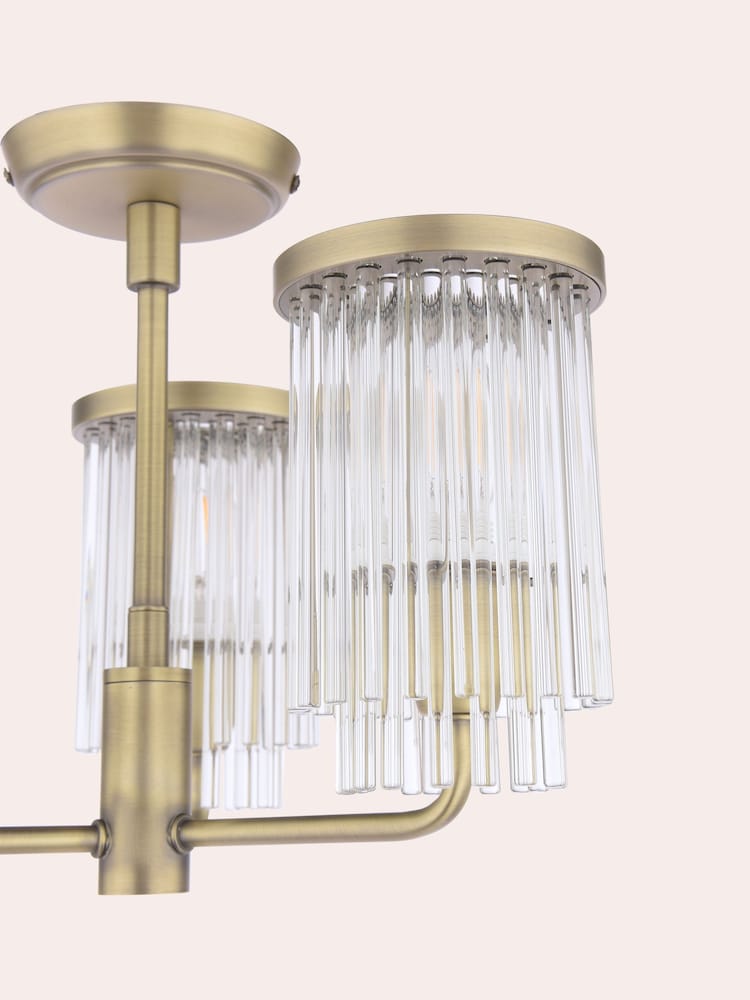 Laura Ashley Brass Hilcote 3 Light Semi Flush - Image 6 of 6