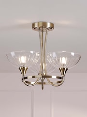 Laura Ashley Brass Well Ham 3 Light Semi Flush - Image 1 of 5