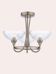 Laura Ashley Brass Well Ham 3 Light Semi Flush - Image 3 of 5