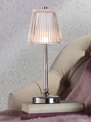 Laura Ashley Chrome Callaghan Rechargeable Table Lamp - Image 1 of 6