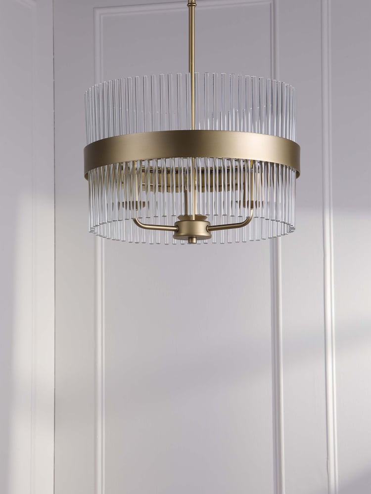 Laura Ashley Brass Alexa 3 Light 3 Light Pendant - Image 2 of 7
