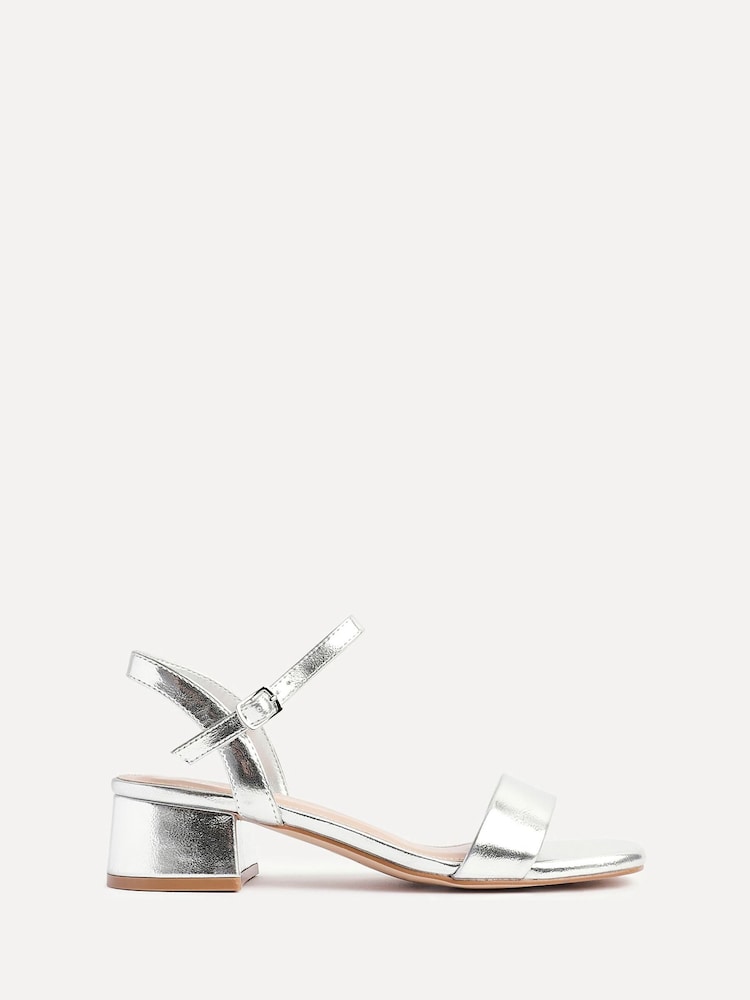 Linzi Silver Tillie Barely There Low Block Heel Sandals - Image 2 of 5
