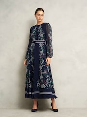 Hobbs Blue Sia Silk Dress - Image 2 of 5