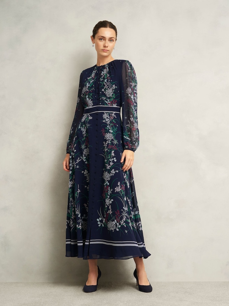 Hobbs Blue Sia Silk Dress - Image 2 of 5