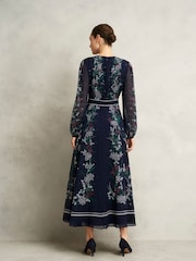 Hobbs Blue Sia Silk Dress - Image 3 of 5