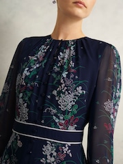 Hobbs Blue Sia Silk Dress - Image 4 of 5
