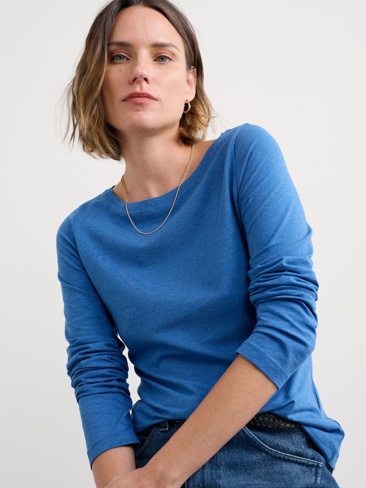 Seasalt Cornwall Blue Easel Long Sleeve Top in Cotton Jersey - Image 1 of 6 Seasalt Cornwall Blue Easel Long Sleeve Top in Cotton Jersey - Image 1 of 6