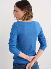 Seasalt Cornwall Blue Easel Long Sleeve Top in Cotton Jersey - Image 2 of 6