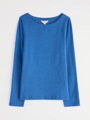 Seasalt Cornwall Blue Easel Long Sleeve Top in Cotton Jersey - Image 5 of 6