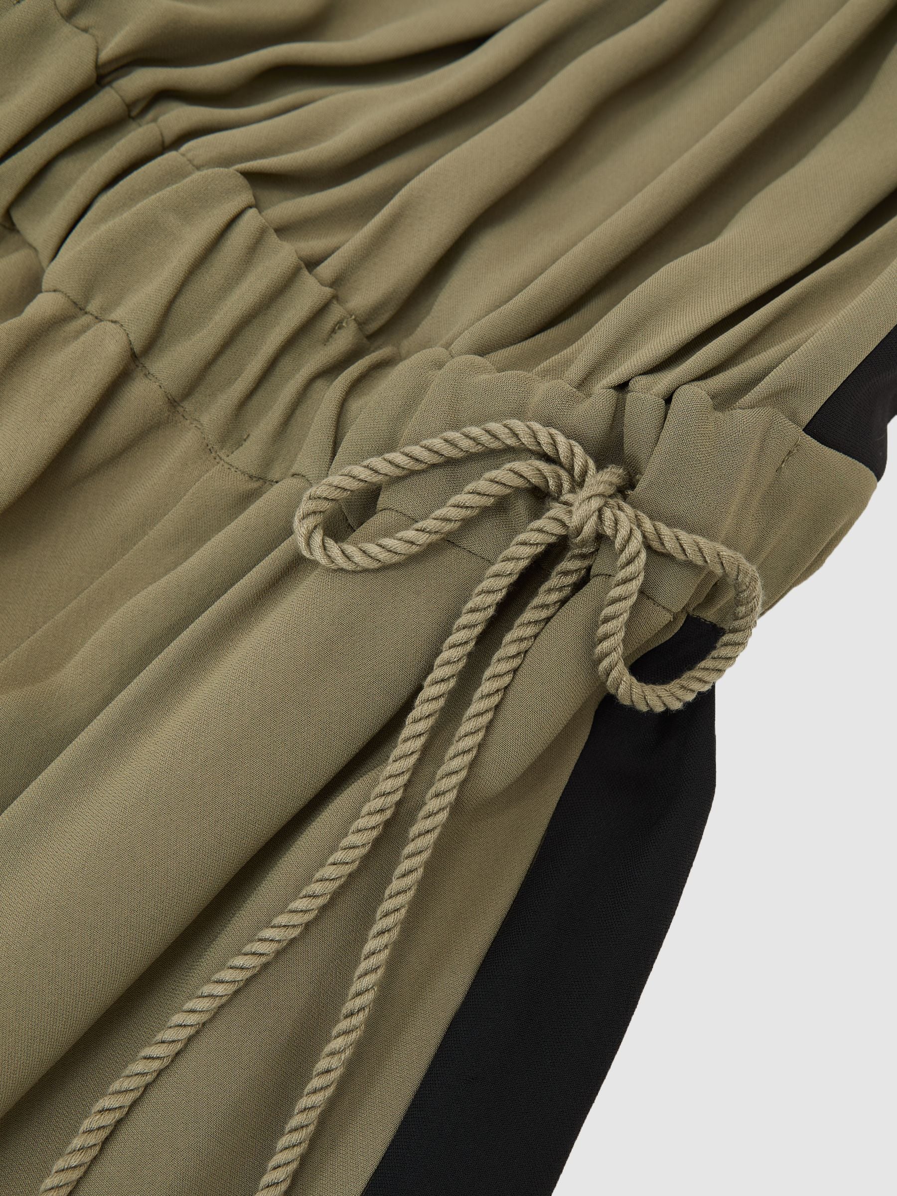 Buy Reiss Khaki Green/Black Inez Colourblock Gathered Wide-Leg