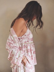 وردي زهور - بيجامات بحمالات من مزيج الفيسكوز والكتان - صورة 4 من 8