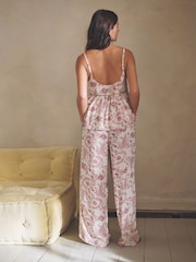 وردي زهور - بيجامات بحمالات من مزيج الفيسكوز والكتان - صورة 6 من 8