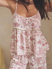 وردي زهور - بيجامات بحمالات من مزيج الفيسكوز والكتان - صورة 8 من 8