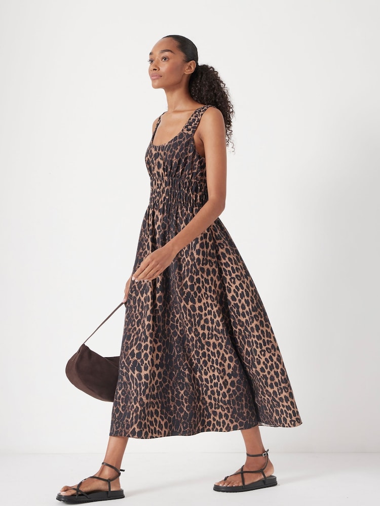 Hush Animal Gathered Straps Midi Dress - Image 2 of 6