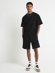 River Island Black Boxy T-Shirt and Shorts Set - Image 1 of 4