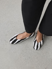 Zebra Forever Comfort® Leather Squoval Toe Ballet Flats - Image 1 of 10