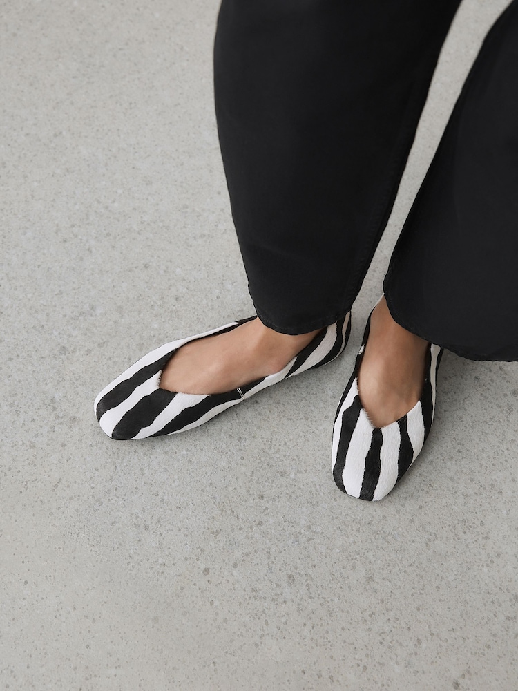 Zebra Forever Comfort® Leather Squoval Toe Ballet Flats - Image 1 of 10