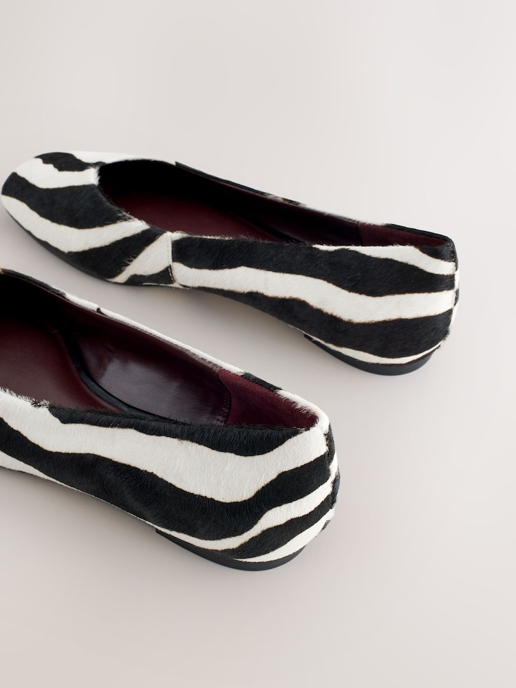 Zebra Forever Comfort® Leather Squoval Toe Ballet Flats - Image 10 of 10