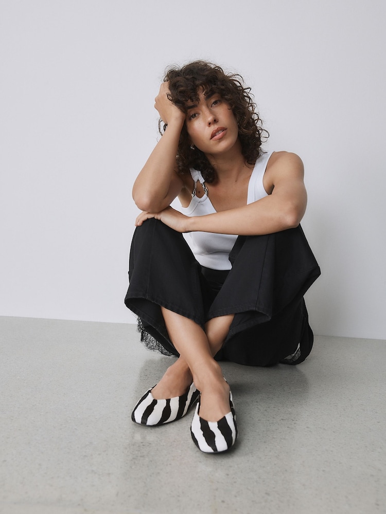 Zebra Forever Comfort® Leather Squoval Toe Ballet Flats - Image 2 of 10