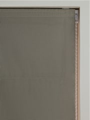 Green Olive/Light Natural Ready Made Blackout Thermal Scalloped Trim Cotton Roman Blinds - Image 6 of 8