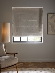 Light Natural Ready Made Blackout/Thermal Textured Slub Roman Blind - Image 3 of 8
