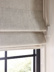 Light Natural Ready Made Blackout/Thermal Textured Slub Roman Blind - Image 6 of 8