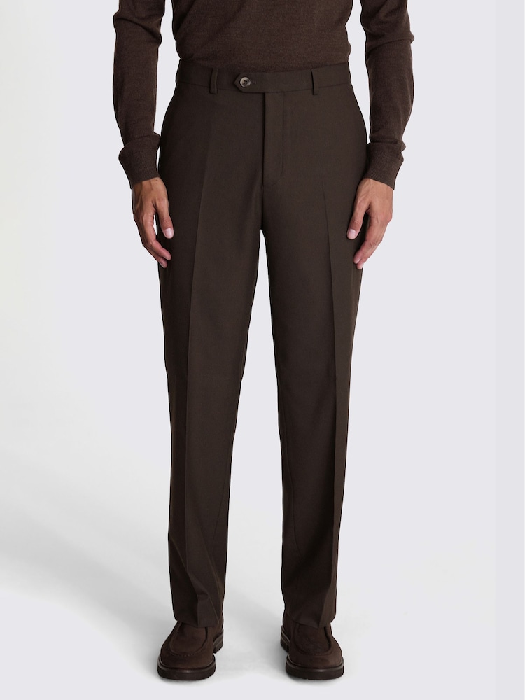 MOSS Relaxed Fit Flannel Brown Trousers - Image 1 of 1