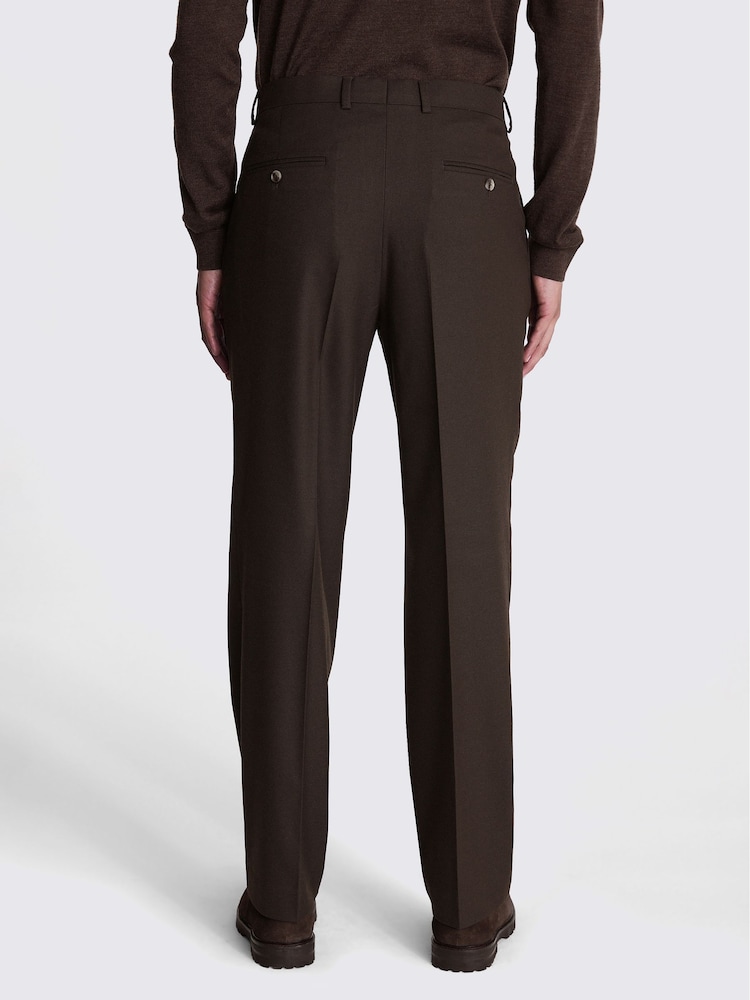 MOSS Relaxed Fit Flannel Brown Trousers - Image 2 of 3