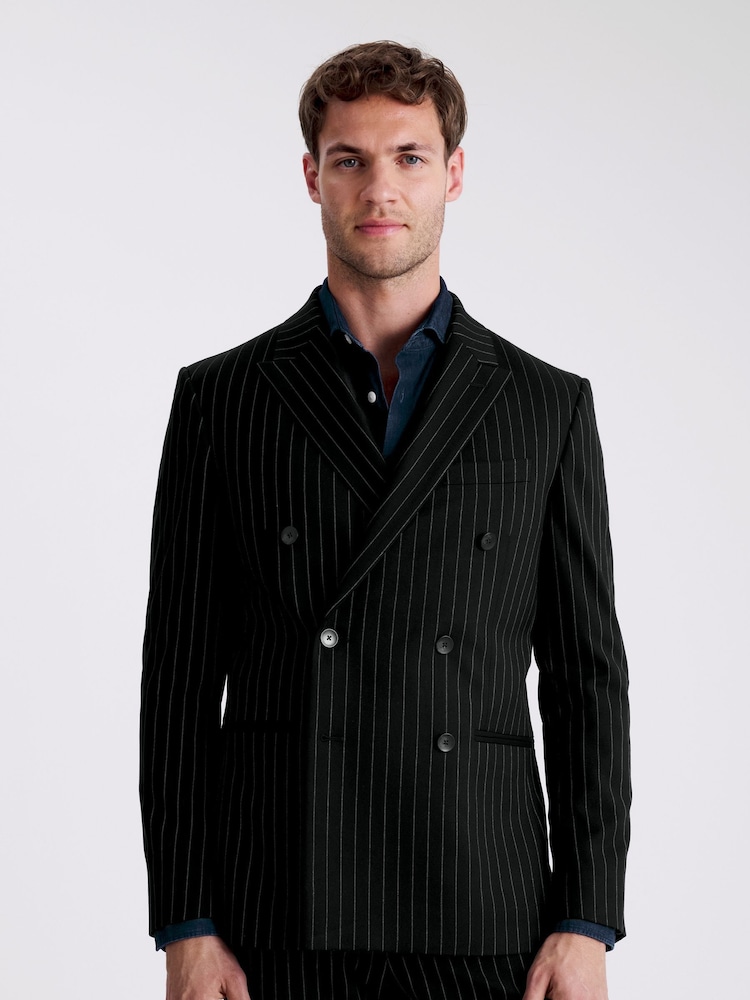 MOSS Slim Fit Blue Stripe Jacket - Image 1 of 1