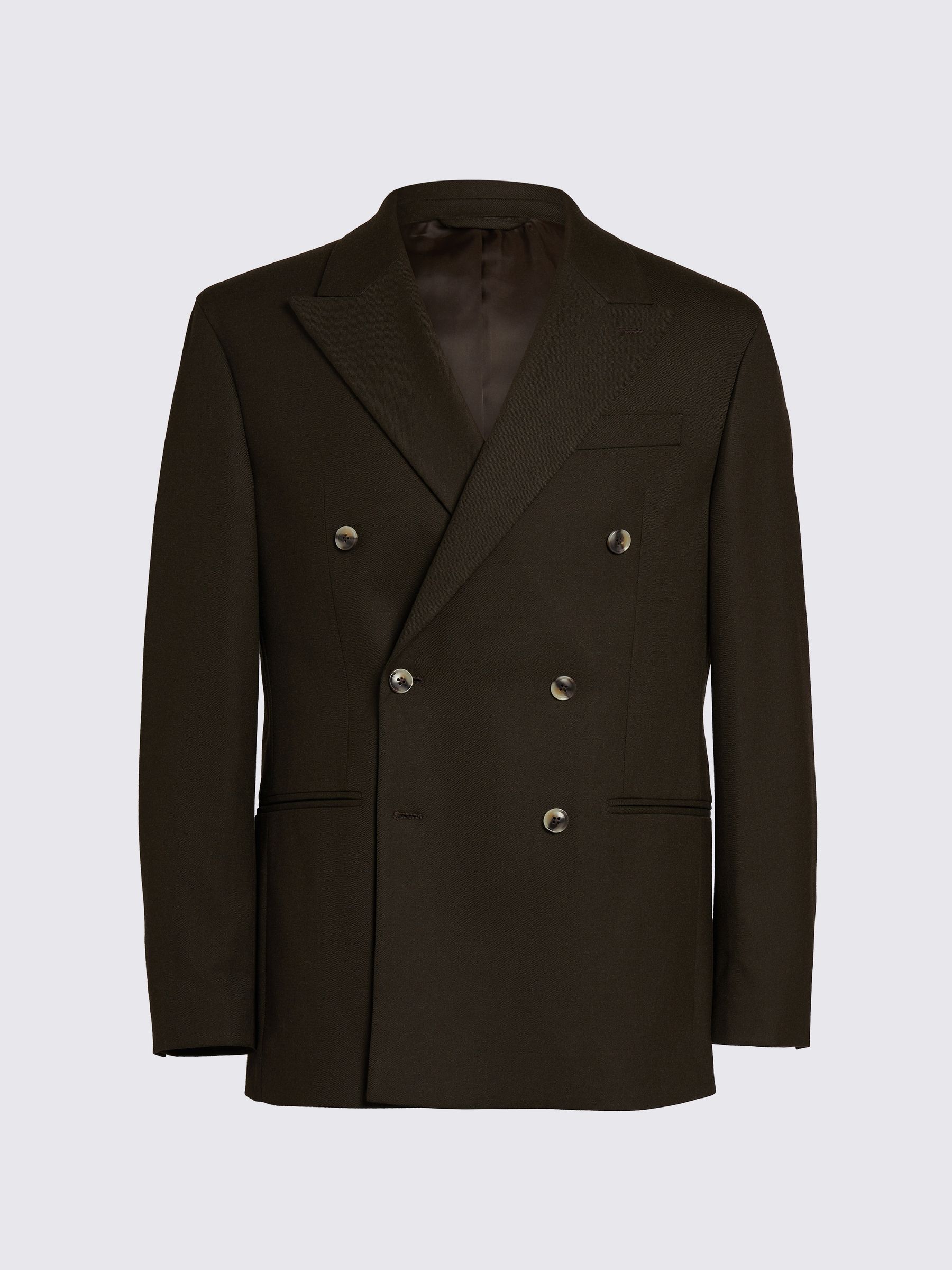 Buy MOSS Brown Relaxed Fit Flannel Double Breasted Suit Jacket