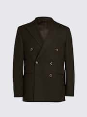 MOSS Brown Relaxed Fit Flannel Double Breasted Suit Jacket - Image 7 of 7
