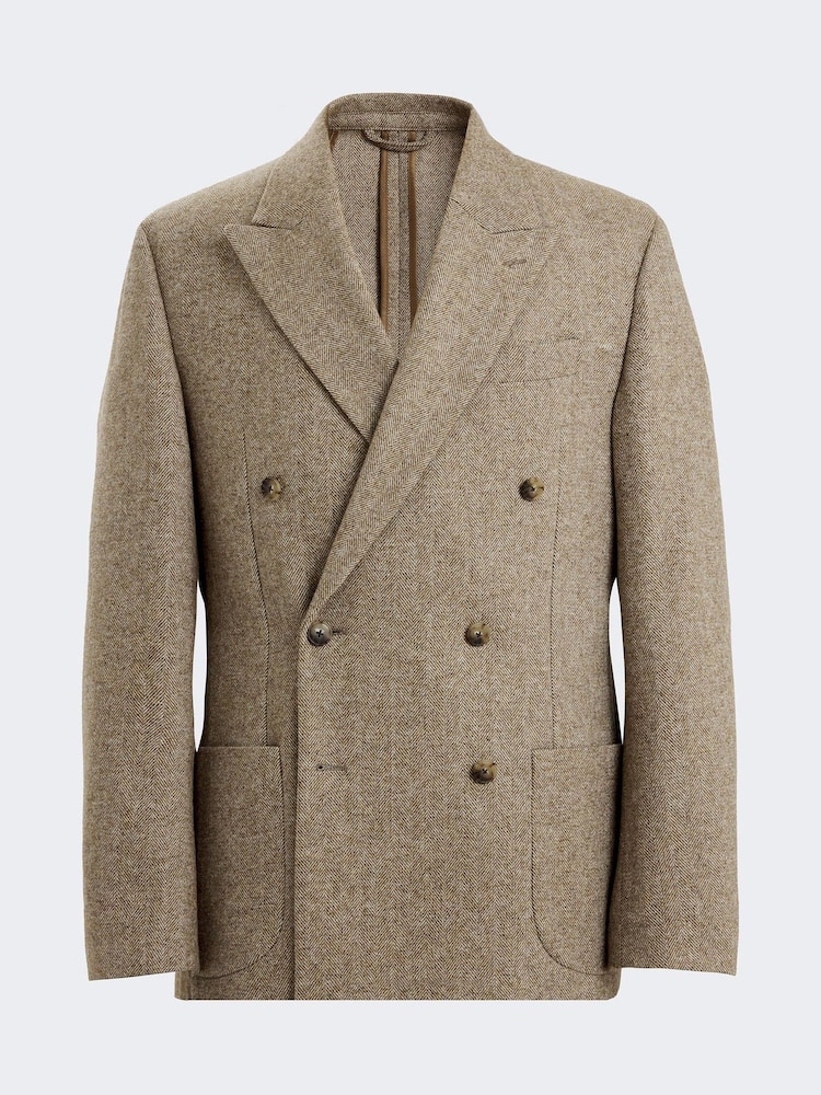 MOSS Relaxed Fit Gold Tweed Herringbone Jacket - Image 5 of 5
