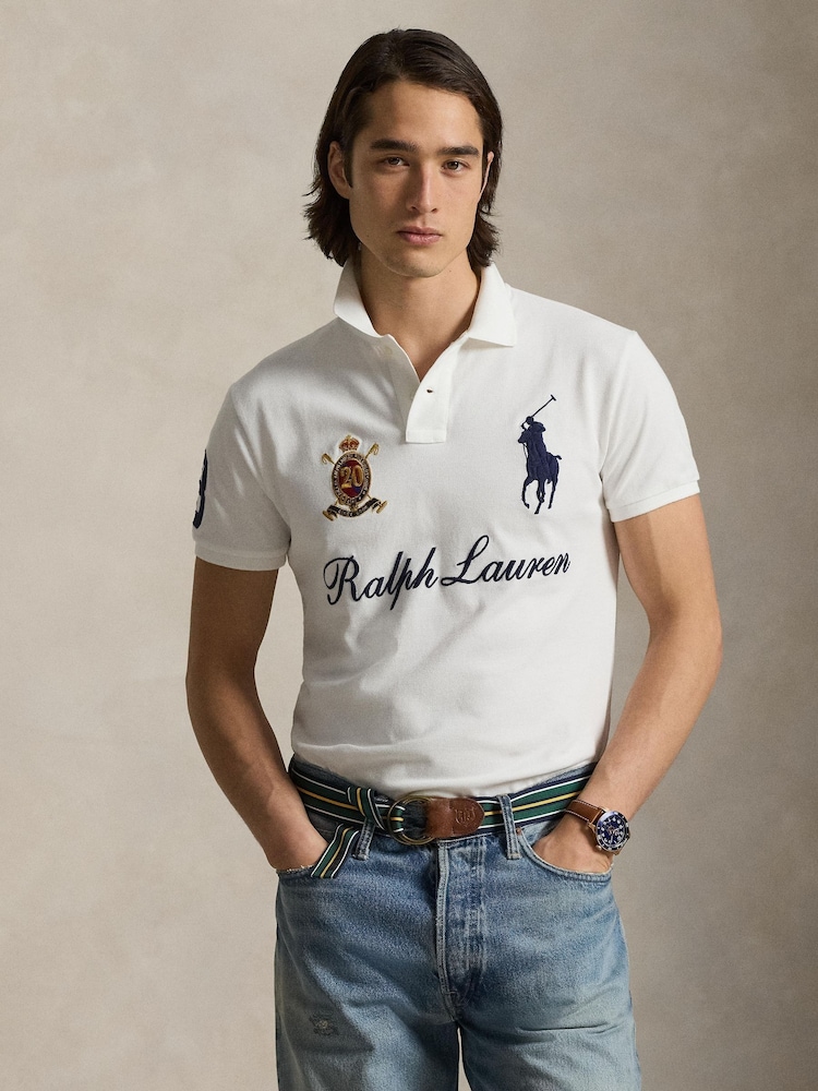 Polo Ralph Lauren White Knit Polo Shirt - Image 1 of 4 Polo Ralph Lauren White Knit Polo Shirt - Image 1 of 4