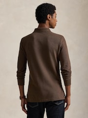 Polo Ralph Lauren Nutmeg Brown Heather Long Sleeve Knit Polo Shirt - Image 2 of 5