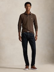 Polo Ralph Lauren Nutmeg Brown Heather Long Sleeve Knit Polo Shirt - Image 4 of 5