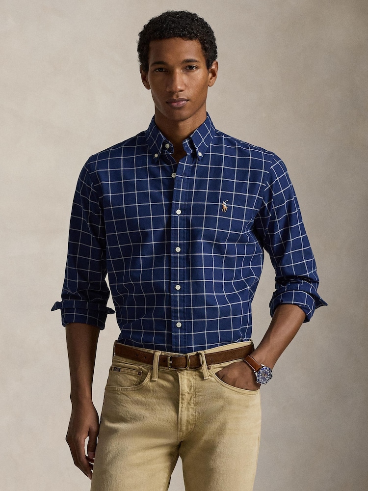 Polo Ralph Lauren Navy White Woven Sport Shirt - Image 1 of 4