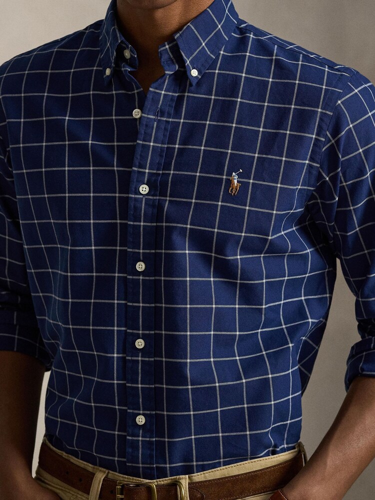 Polo Ralph Lauren Navy White Woven Sport Shirt - Image 4 of 4