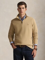 Polo Ralph Lauren Classic Camel Heather Knit-Half Zip-Pullover Sweatshirt - Image 1 of 5