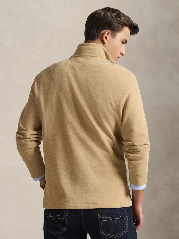 Polo Ralph Lauren Classic Camel Heather Knit-Half Zip-Pullover Sweatshirt - Image 2 of 5 Polo Ralph Lauren Classic Camel Heather Knit-Half Zip-Pullover Sweatshirt - Image 2 of 5