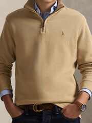 Polo Ralph Lauren Classic Camel Heather Knit-Half Zip-Pullover Sweatshirt - Image 4 of 5