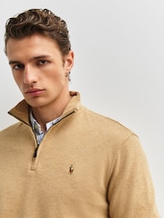 Polo Ralph Lauren Classic Camel Heather Knit Half Zip Pullover Sweatshirt - Image 7 of 8