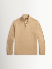 Polo Ralph Lauren Classic Camel Heather Knit Half Zip Pullover Sweatshirt - Image 8 of 8
