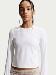 Nike White Dri-FIT Knit Long Sleeve Top - Image 3 of 5