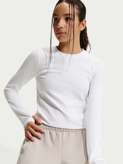 Nike White Dri-FIT Knit Long Sleeve Top - Image 5 of 5