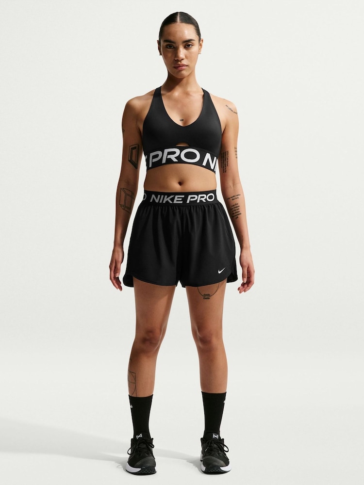 Nike Black Pro Dri-FIT Mid-Rise Brief-Lined 3" Woven Shorts - Image 1 of 5 Nike Black Pro Dri-FIT Mid-Rise Brief-Lined 3" Woven Shorts - Image 1 of 5