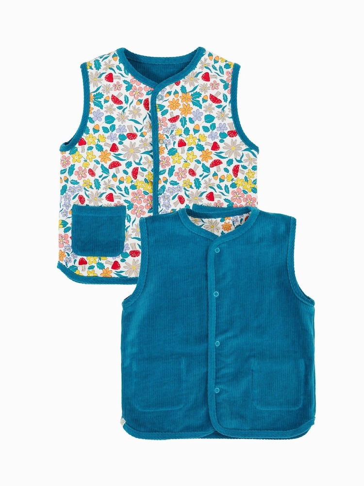 Frugi Blue Wynn Reversible Waistcoat - صورة 1 من 4
