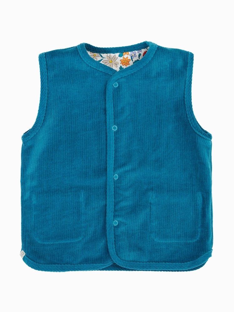 Frugi Blue Wynn Reversible Waistcoat - صورة 2 من 4