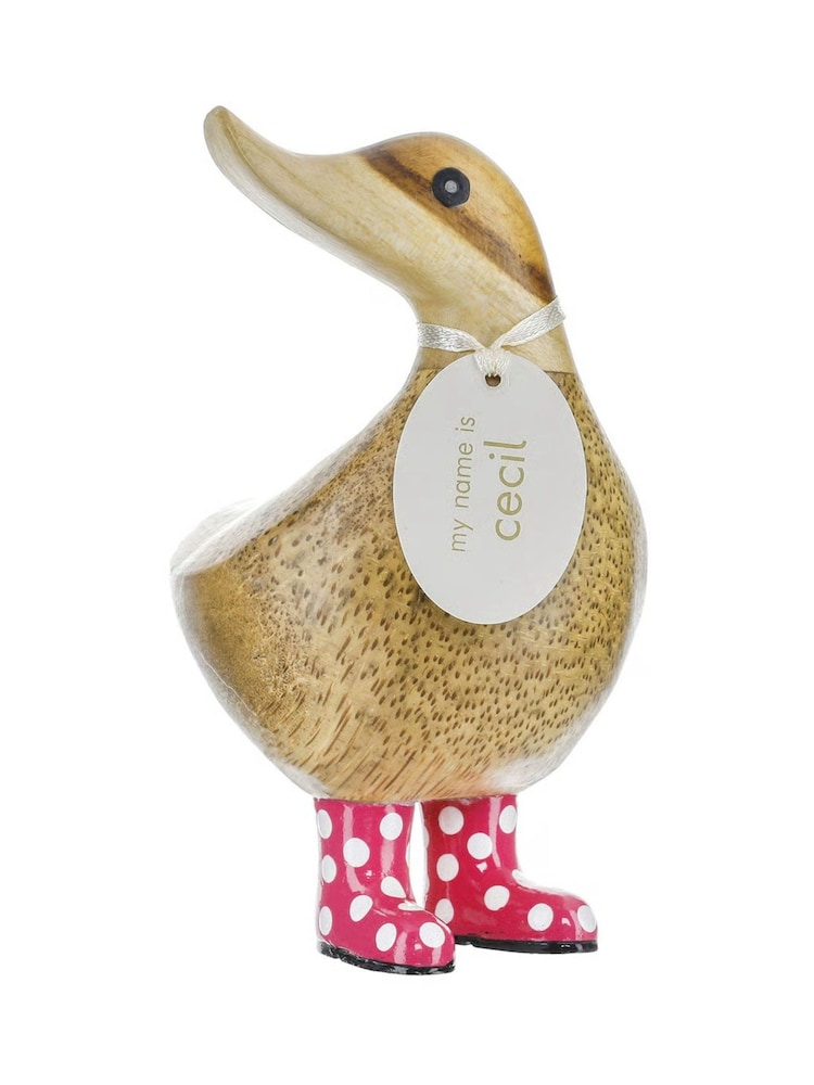 DCUK Pink Spotty Boots Ducky Wooden Ornament - Image 1 of 1