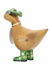 DCUK Green Floral Hat and Boots Ducky Wooden Ornament - Image 2 of 4